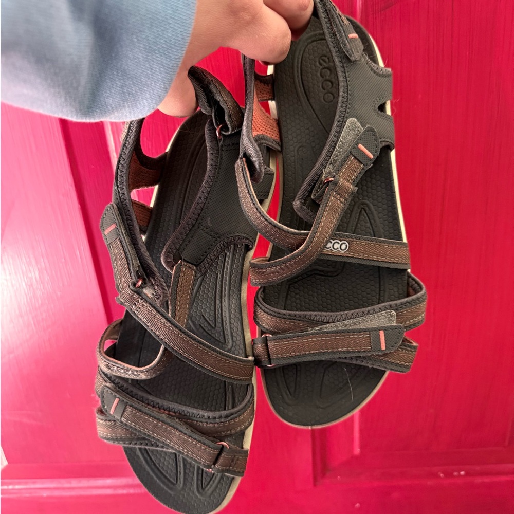 Ecco Dual-Tone Black and Brown Sandals